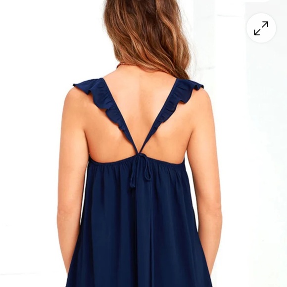 J.O.A Los Angeles JOA Stars Come Out Navy Blue Dress- Size L NWOT - Picture 3 of 11